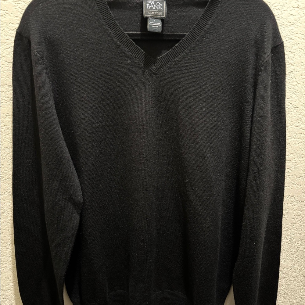 Jos. A. Bank Classic Merino Wool Black V-Neck Sweater